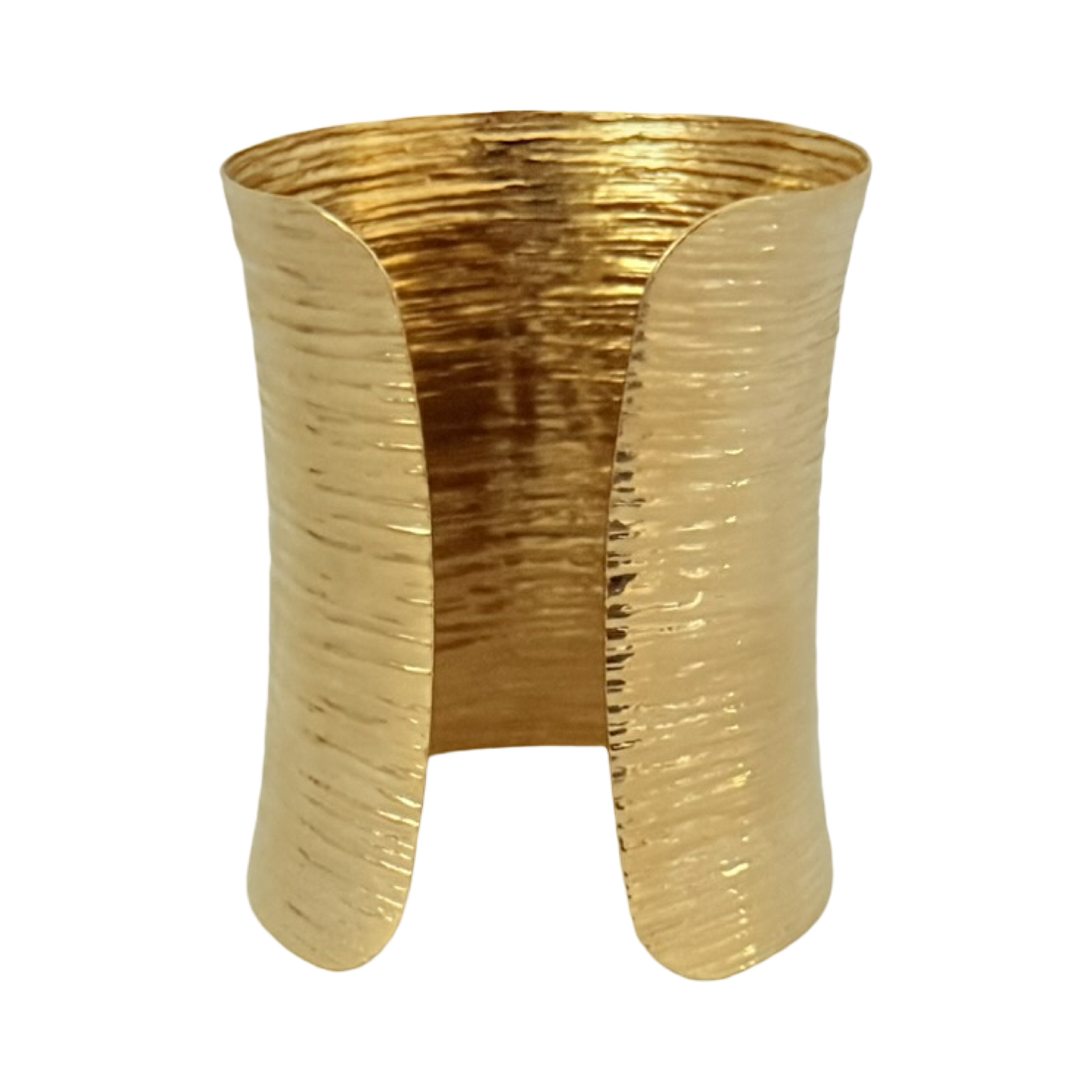 Gold Textured Open Cuff Bracelet - Image 2
